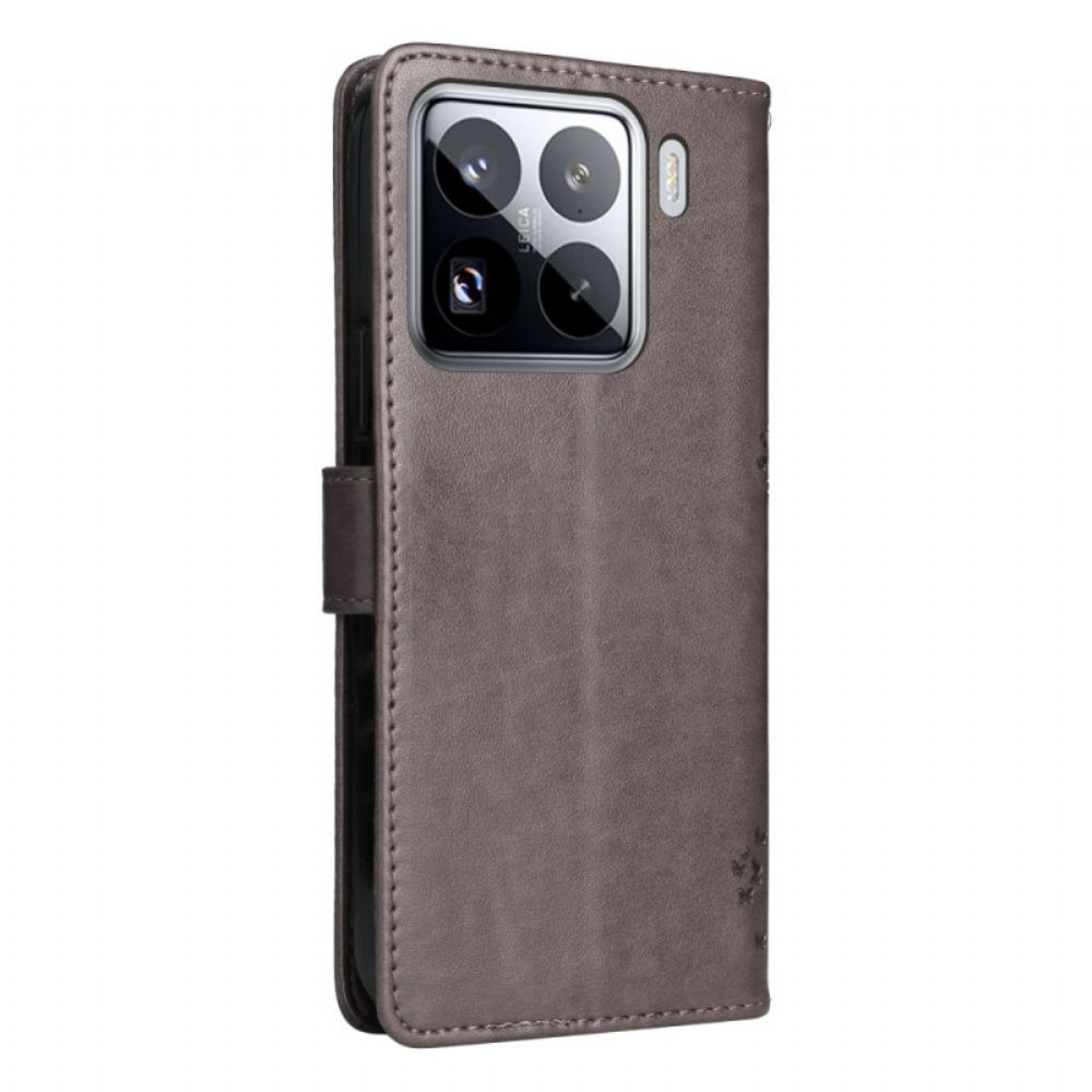 Kožený Kryt Xiaomi 15 Pro Kočka A Strom