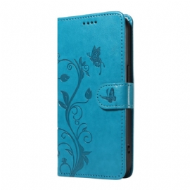 Kožený Kryt Xiaomi 15 Pro Květinový A Motýlí Vzor