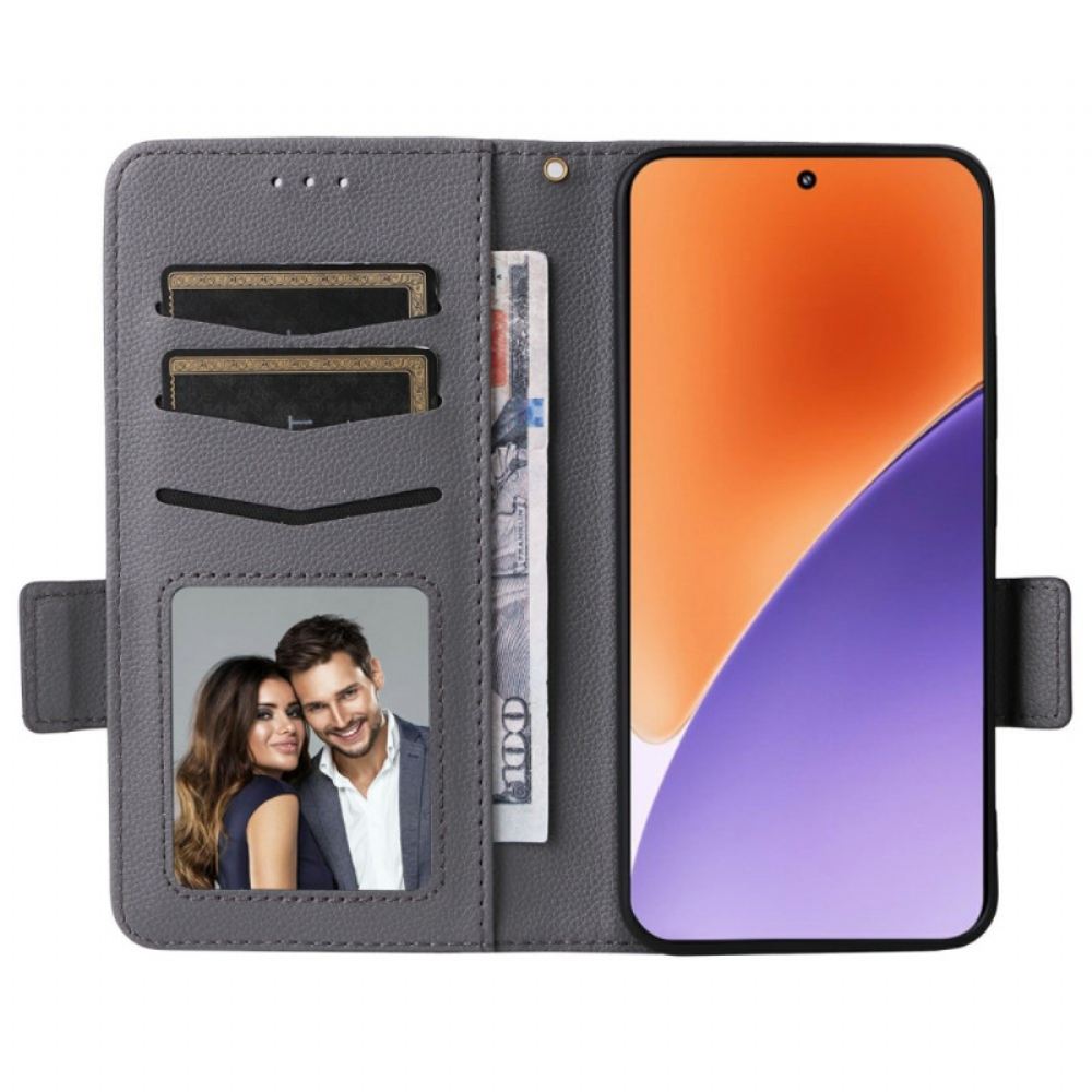 Kožený Kryt Xiaomi 15 Pro Liči Umělá Kůže S Páskem