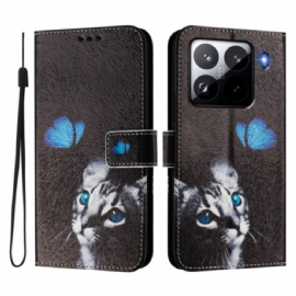 Kožený Kryt Xiaomi 15 Pro Motýl A Kočka