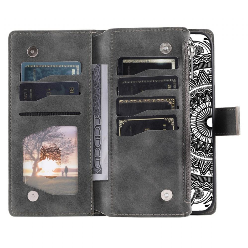 Kožený Kryt Xiaomi 15 Pro Peněženka S Efektem Mandaly A Semiše