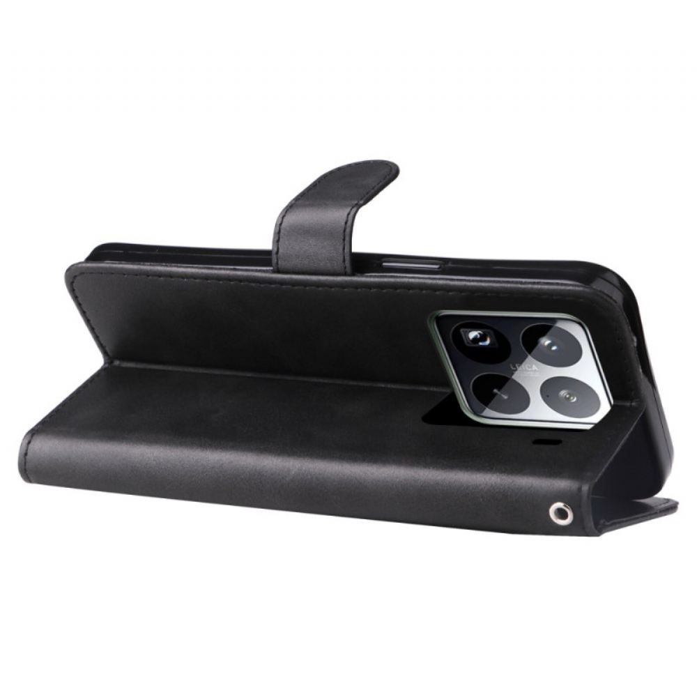Kožený Kryt Xiaomi 15 Pro Peněženka Se Zipem
