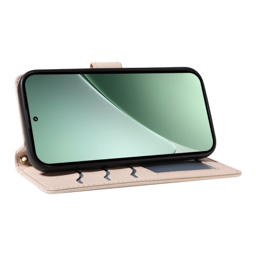 Kožený Kryt Xiaomi 15 Pro Prošívané S Popruhem A Ramenním Popruhem