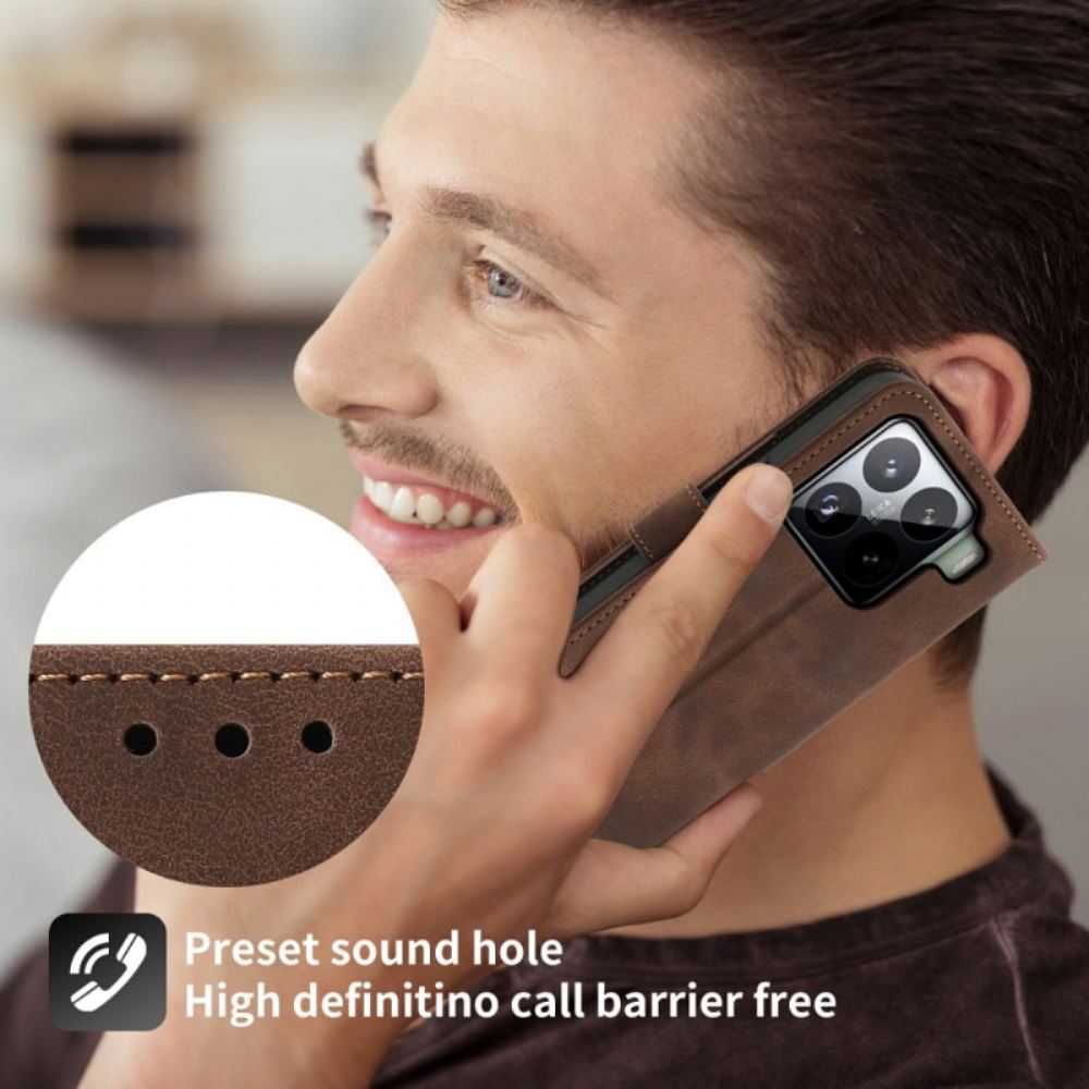 Kožený Kryt Xiaomi 15 Pro Semišový Květinový Vzor S Páskem A Ramenem Popruh