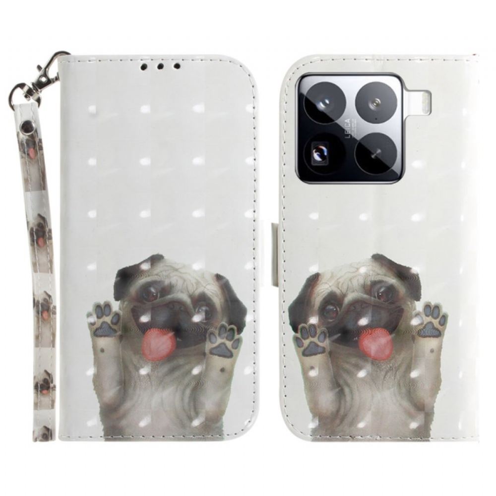 Peněženková Pouzdra Xiaomi 15 Pro Řemínek S Mopsem