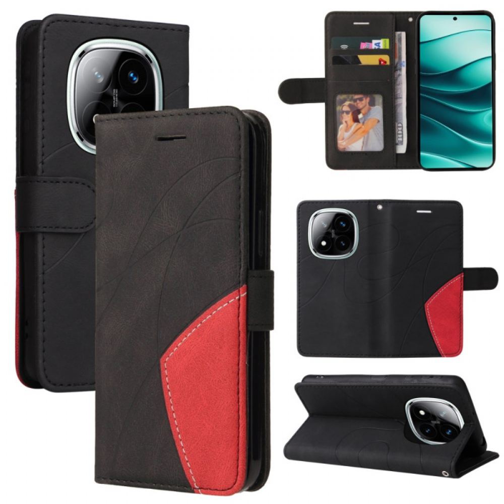 Kožený Kryt Na Poco X7 5g Dvoubarevné Vlnovky