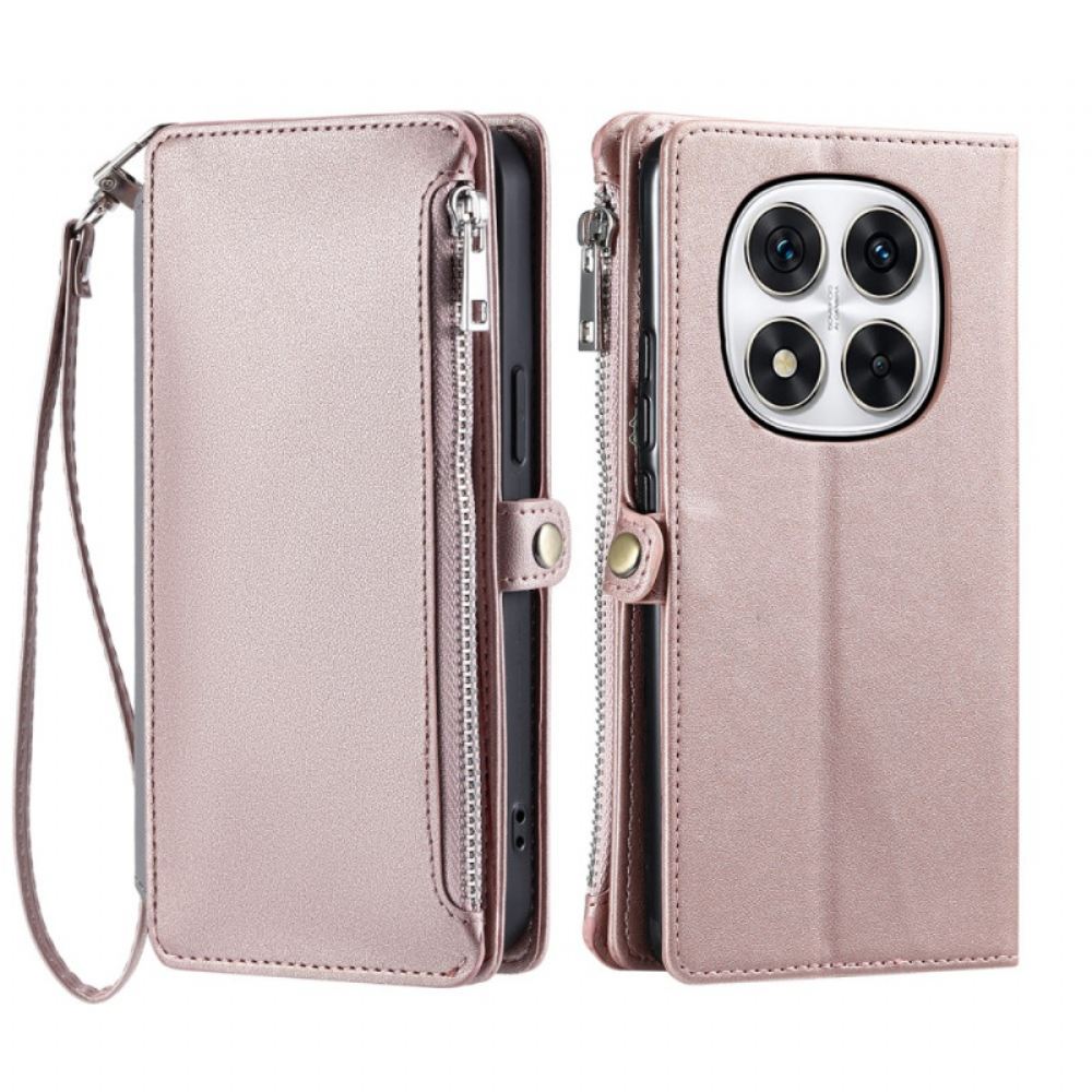 Kožený Kryt Na Poco X7 5g Peněženka A Šňůrka Na Krk