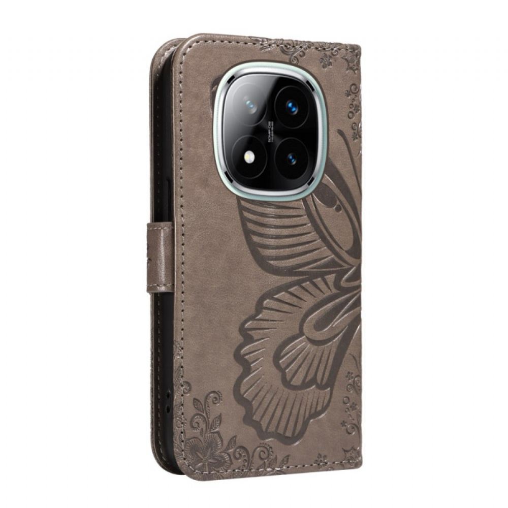 Kožený Kryt Poco X7 5g Grafický Motýl