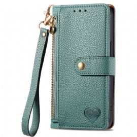 Kožený Kryt Poco X7 5g Rfid Blokovací Srdíčkový Vzor