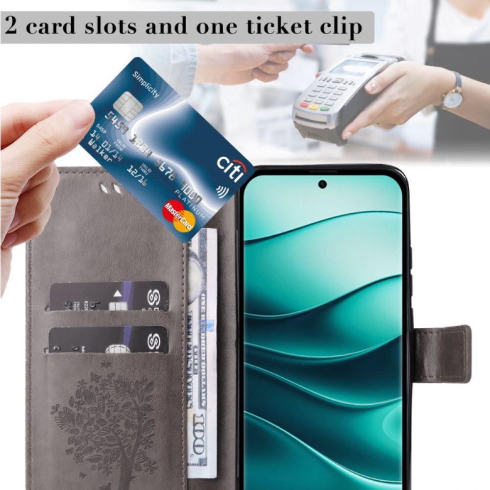 Kožený Kryt Poco X7 5g Strom A Kočka