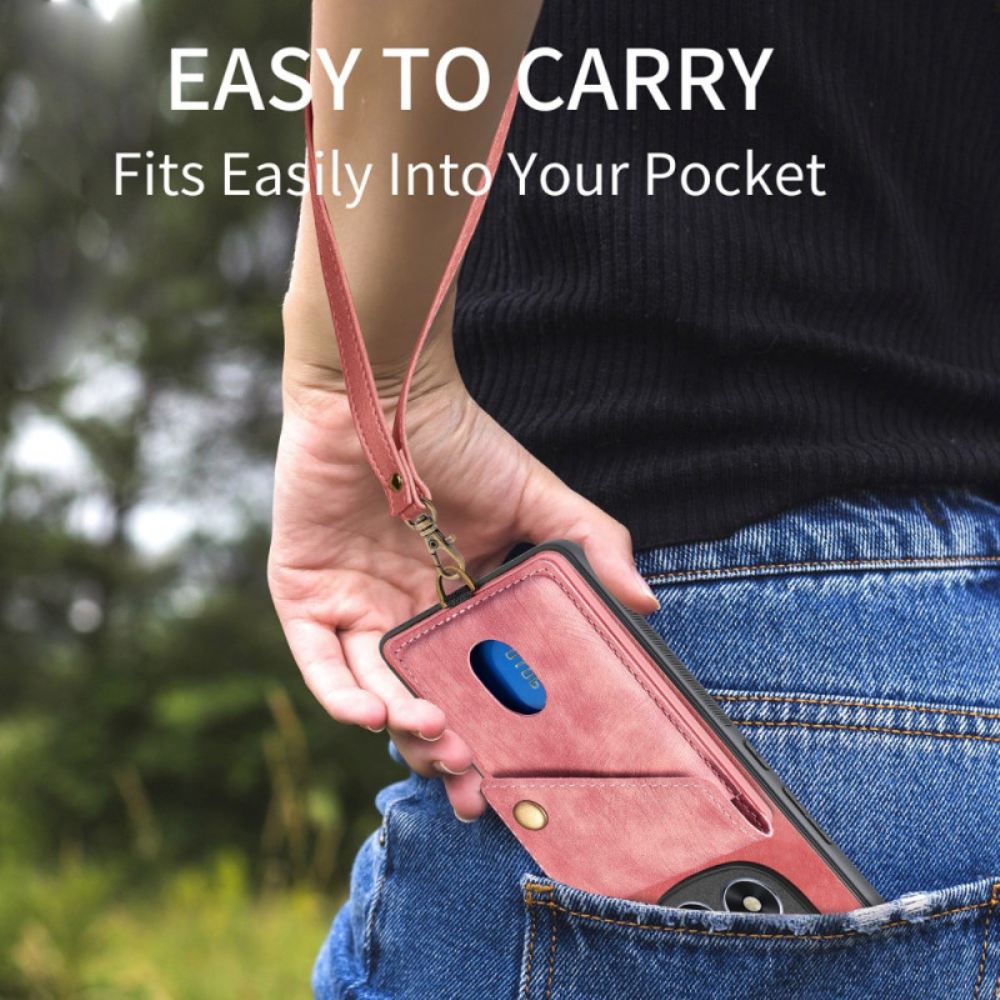 Kryt Na Poco X7 5g Pouzdro Na Karty A Šňůrka S Koženým Efektem