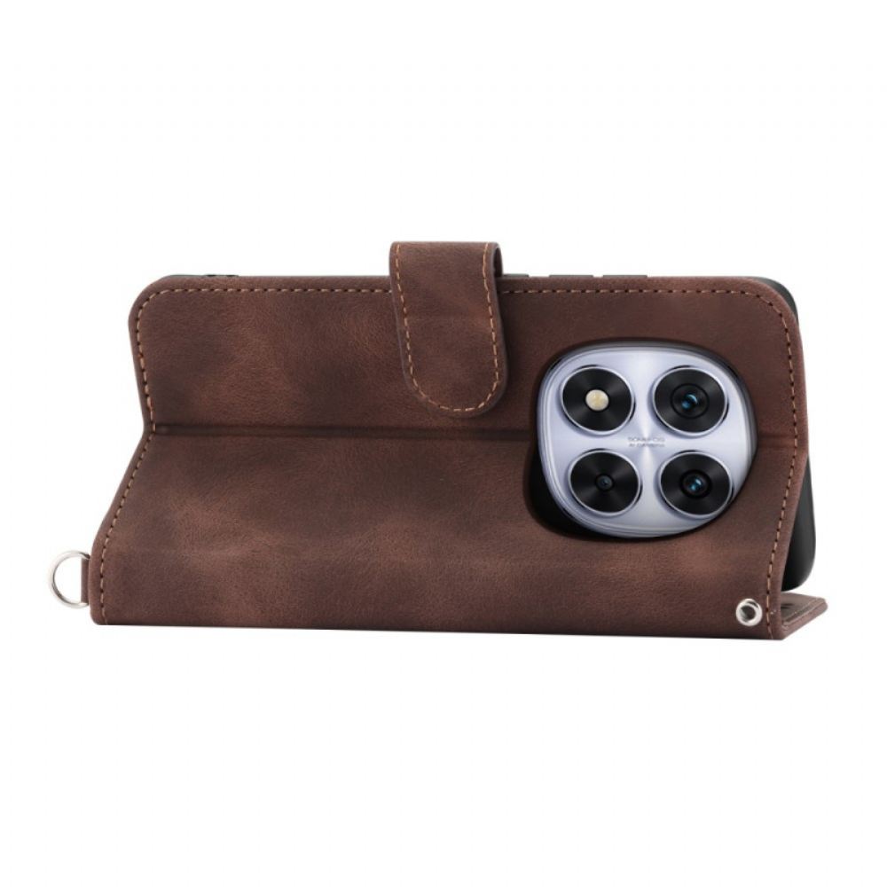 Peněženková Pouzdra Poco X7 5g Krajkový Vzor S Páskem A Ramenním Popruhem