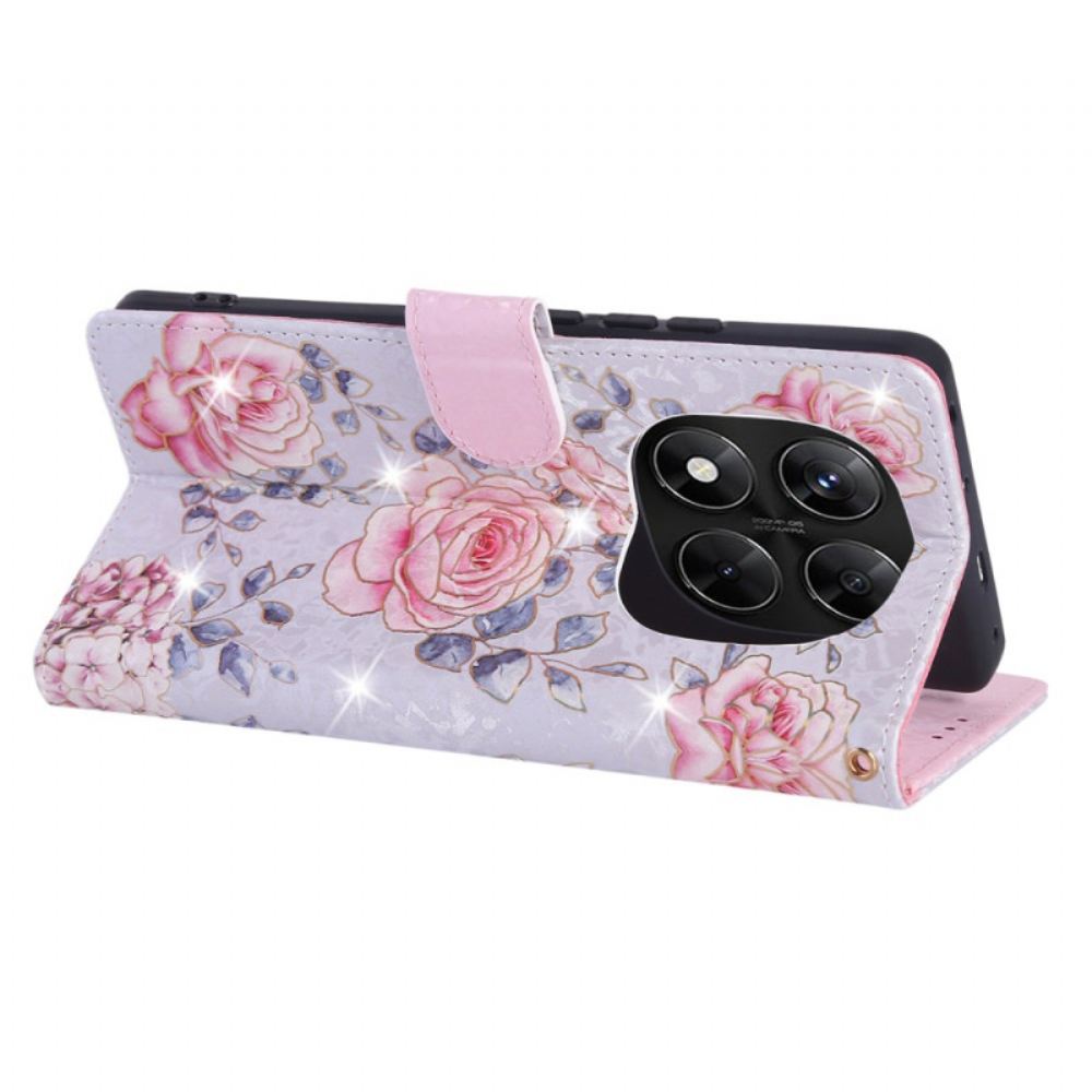 Peněženková Pouzdra Poco X7 5g Kryty Na Mobil Květinový Design S Rfid Blokováním