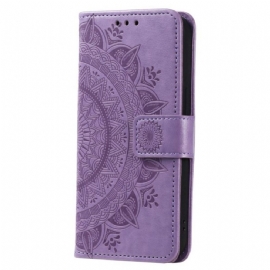 Kožené Pouzdro Na Motorola Edge 40 Pro Mandala Sun S Šňůrkou