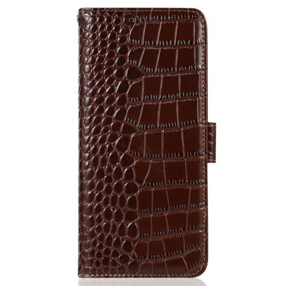 Kožené Pouzdro Na Motorola Edge 40 Pro Rfid Ve Stylu Krokodýla