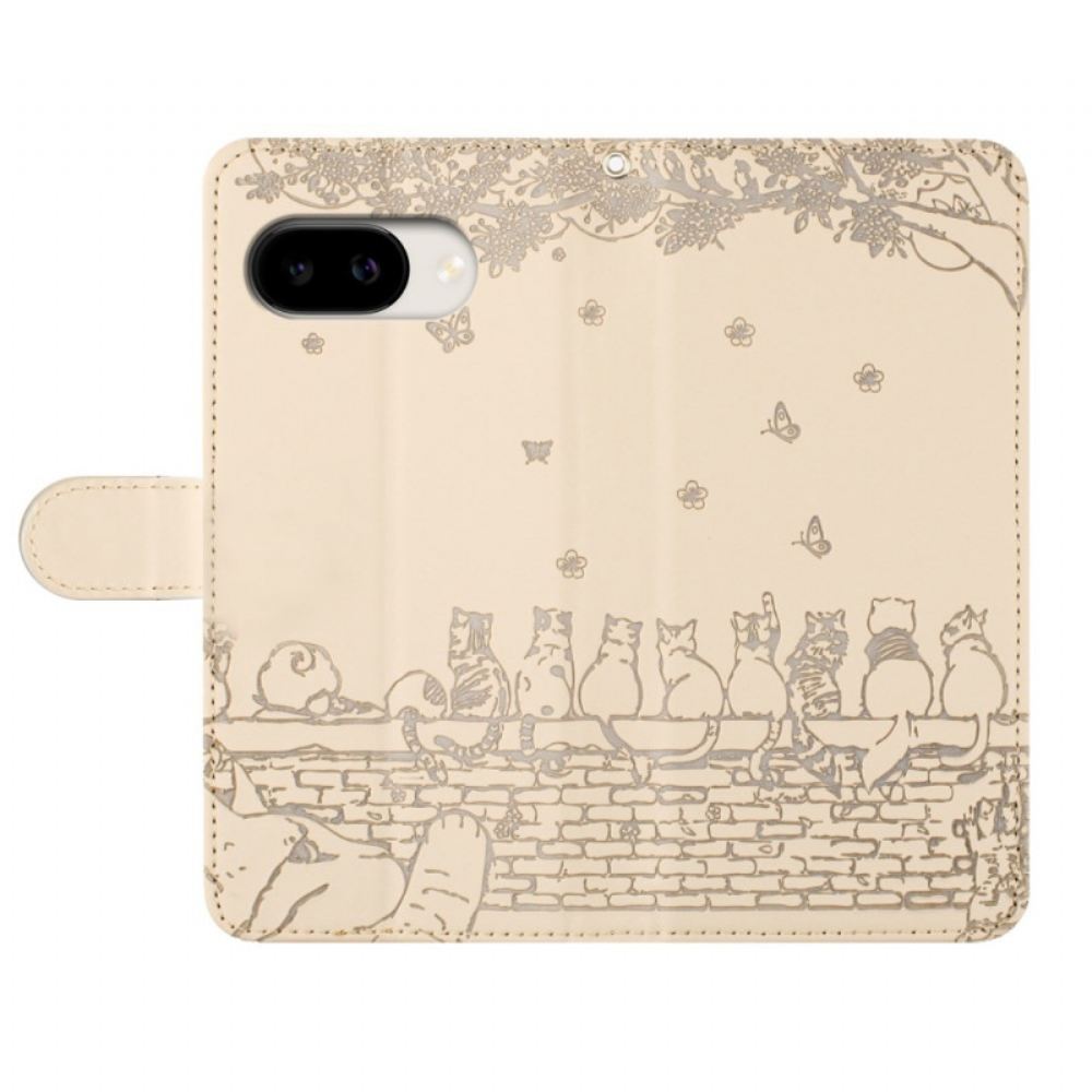 Kožený Kryt Google Pixel 10a Kočičí Vzor