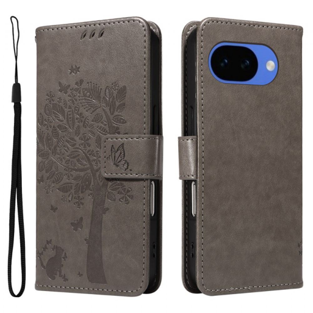 Kožený Kryt Google Pixel 10a Kočka A Strom