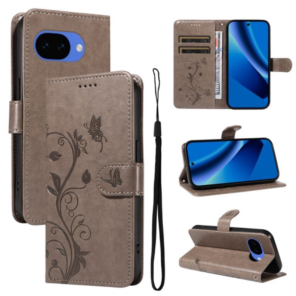 Kožený Kryt Google Pixel 10a Květinový Vzor