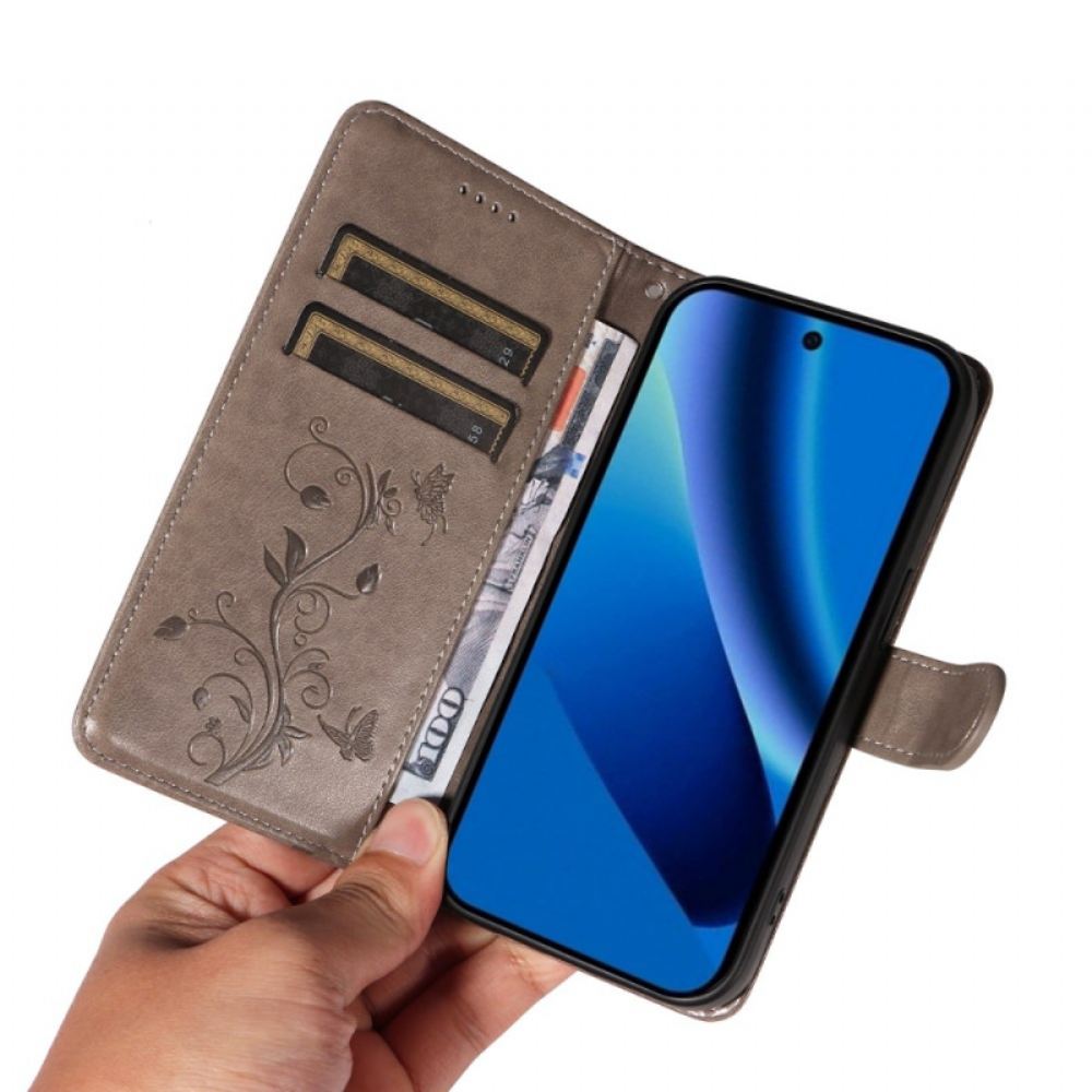 Kožený Kryt Google Pixel 10a Květinový Vzor