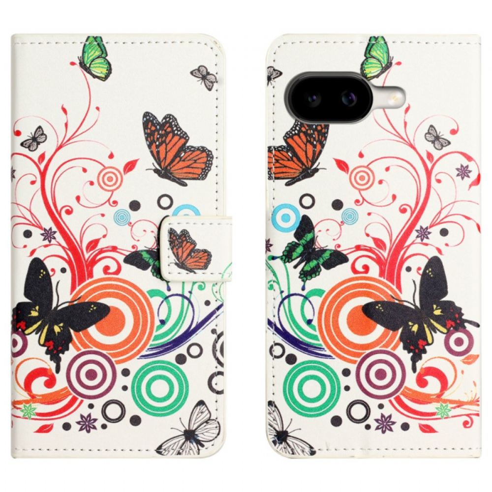 Kožený Kryt Google Pixel 10a Motýli Na Bílém Pozadí