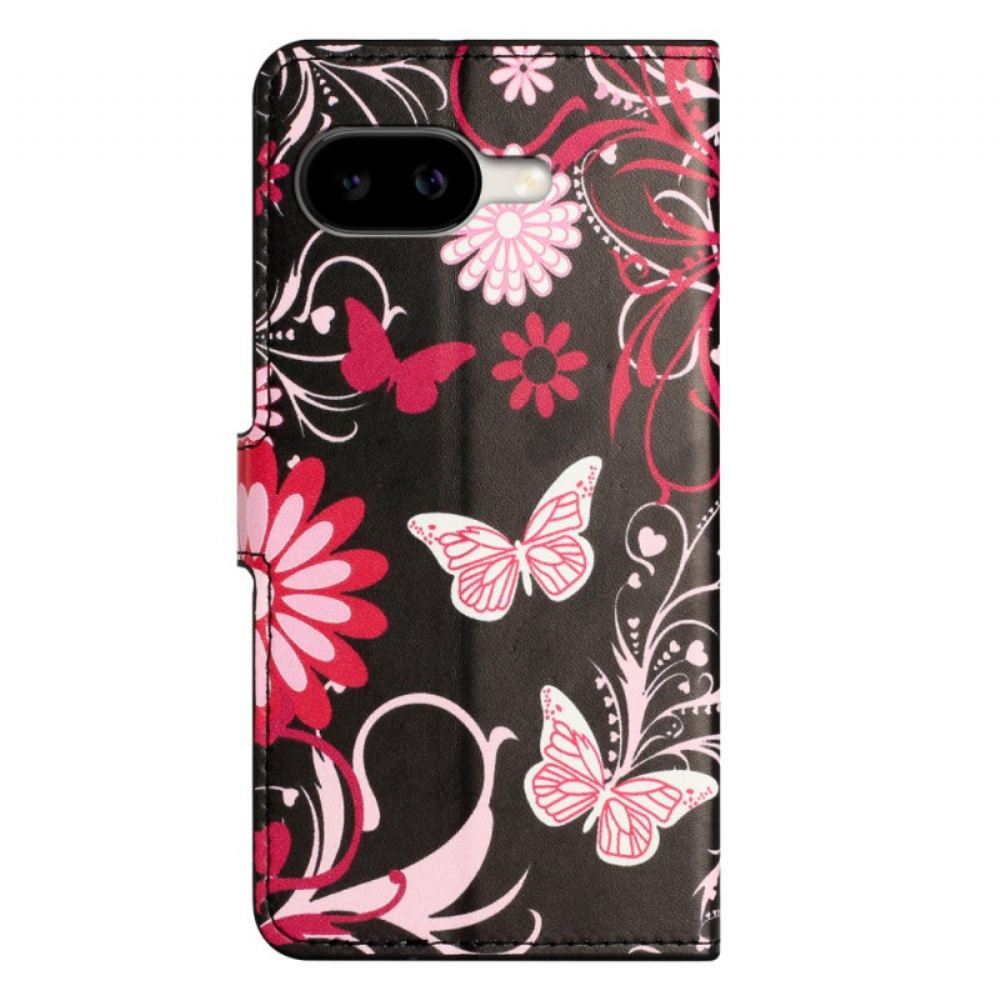 Kožený Kryt Google Pixel 10a Motýli Na Černém Pozadí
