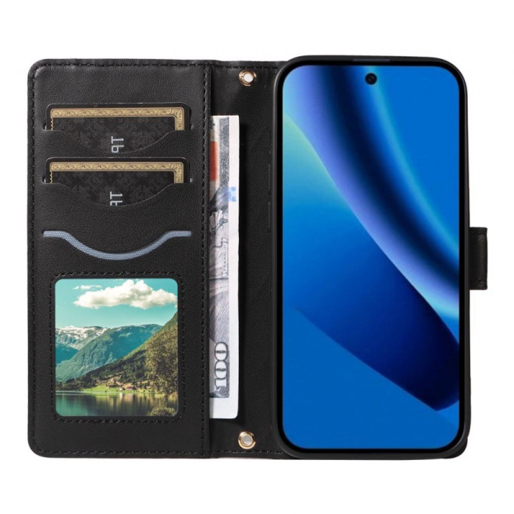 Kožený Kryt Na Google Pixel 10a Prošívaná Peněženka S Popruhem A Ramenním Popruhem