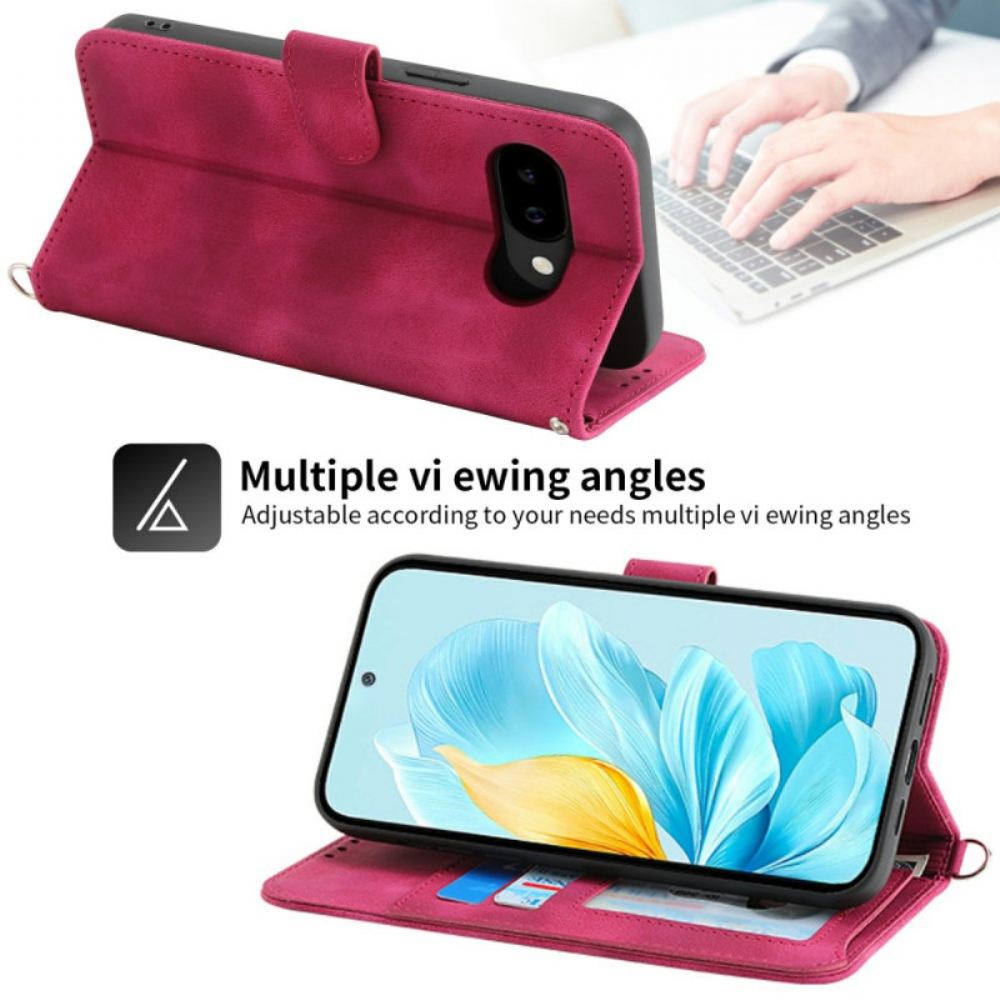 Peněženková Pouzdra Google Pixel 10a Kryty Na Mobil Semišový Efekt Mandaly S Ramenním Popruhem