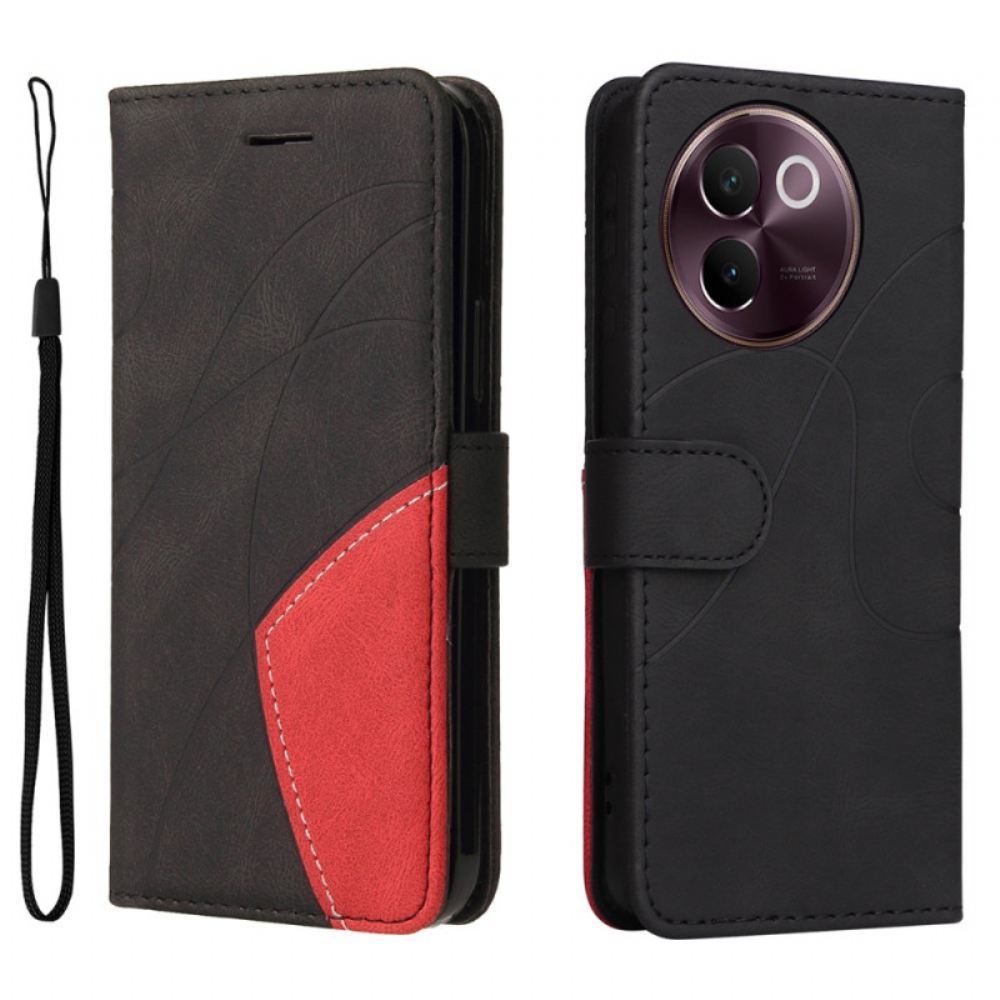 Kožený Kryt Vivo V40 Lite 5g Dvoubarevné Vlnění