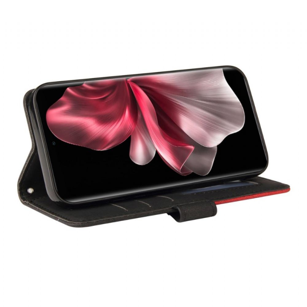 Kožený Kryt Vivo V40 Lite 5g Dvoubarevné Vlnění