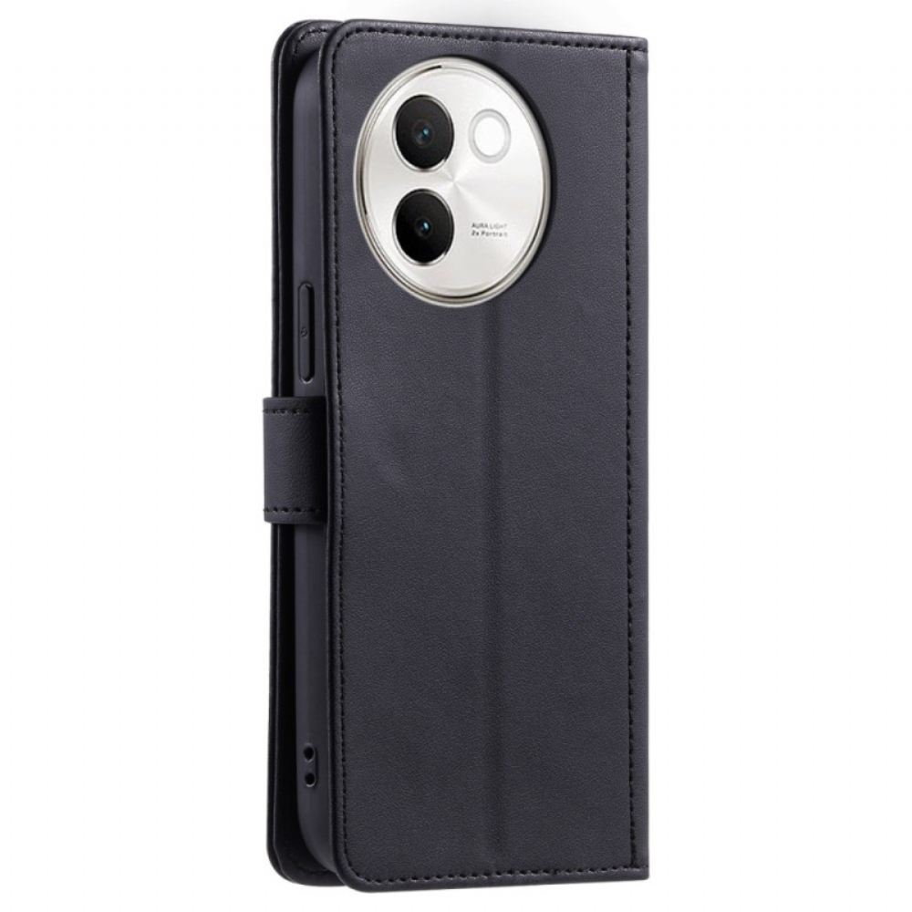 Kožený Kryt Vivo V40 Lite 5g Prošívané S Řemínkem A Ramenním Popruhem