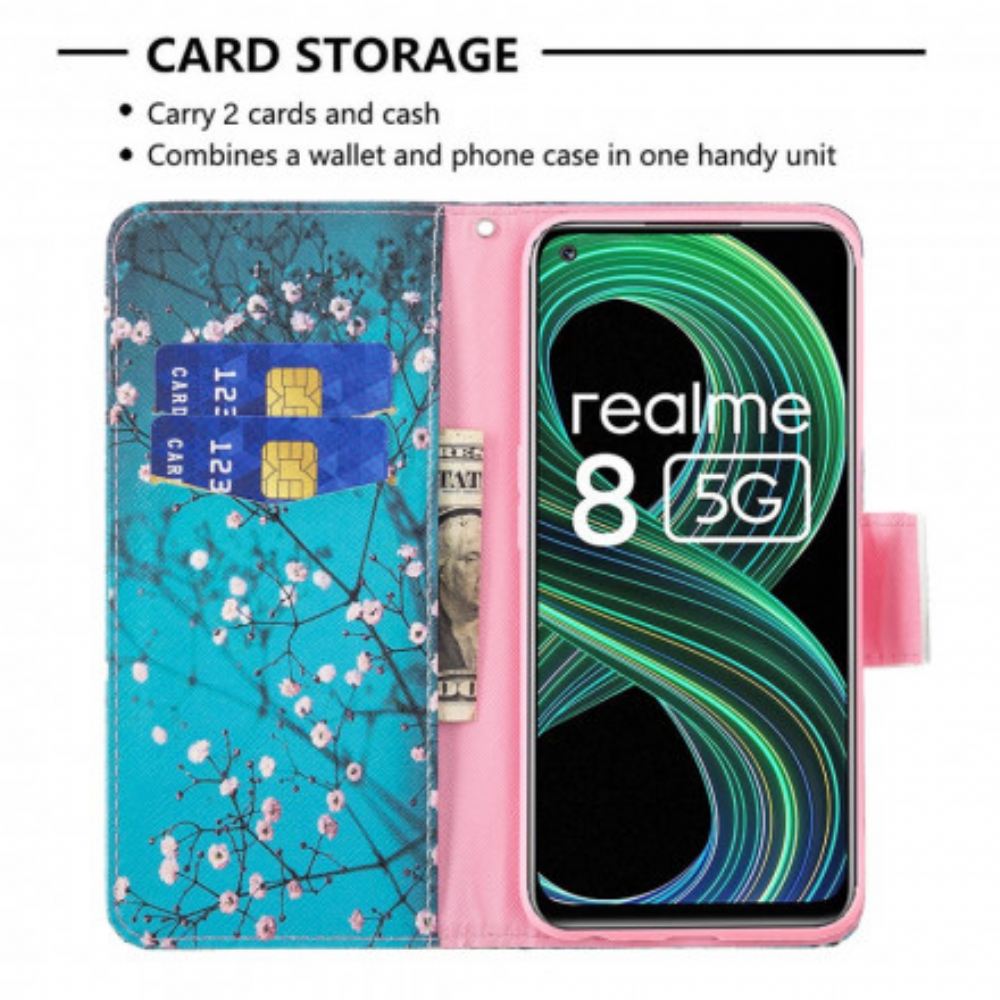 Flipové Pouzdro Na Realme 8 5G Kvetoucí Větev
