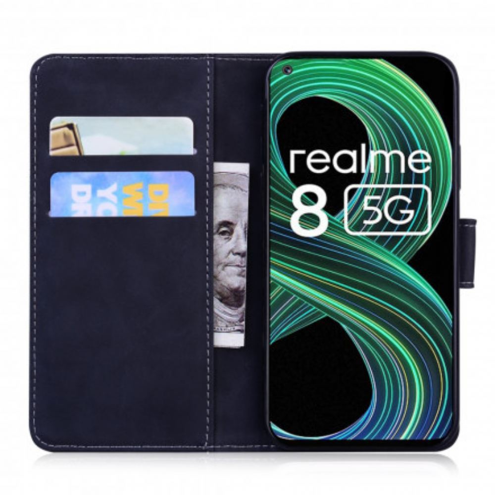 Flipové Pouzdro Na Realme 8 5G Monochromatický Kožený Efekt