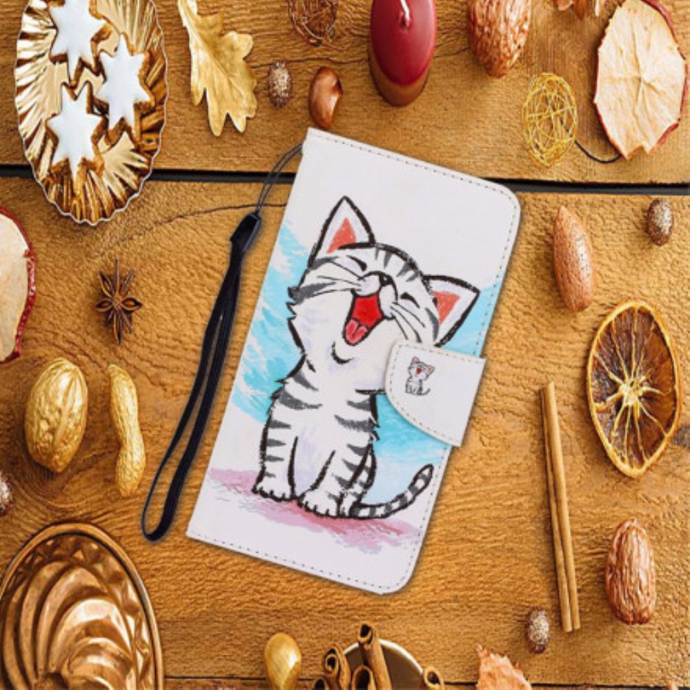 Flipové Pouzdro Na Xiaomi Mi 10T Lite / Redmi Note 9 Pro 5G Na Lana Barevné Kotě S Popruhem