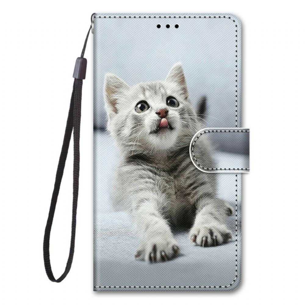 Flipové Pouzdro Na Xiaomi Mi 10T Lite / Redmi Note 9 Pro 5G Na Lana Strappy Kotě