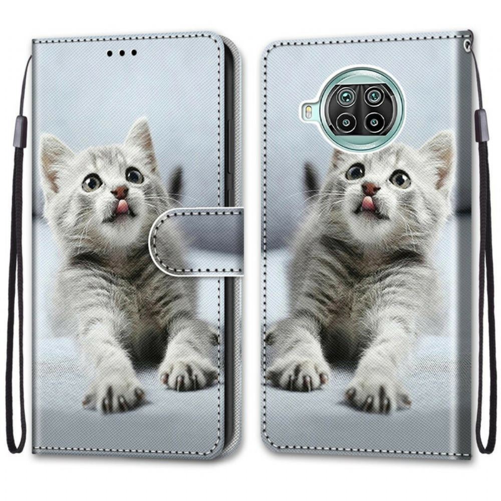 Flipové Pouzdro Na Xiaomi Mi 10T Lite / Redmi Note 9 Pro 5G Na Lana Strappy Kotě