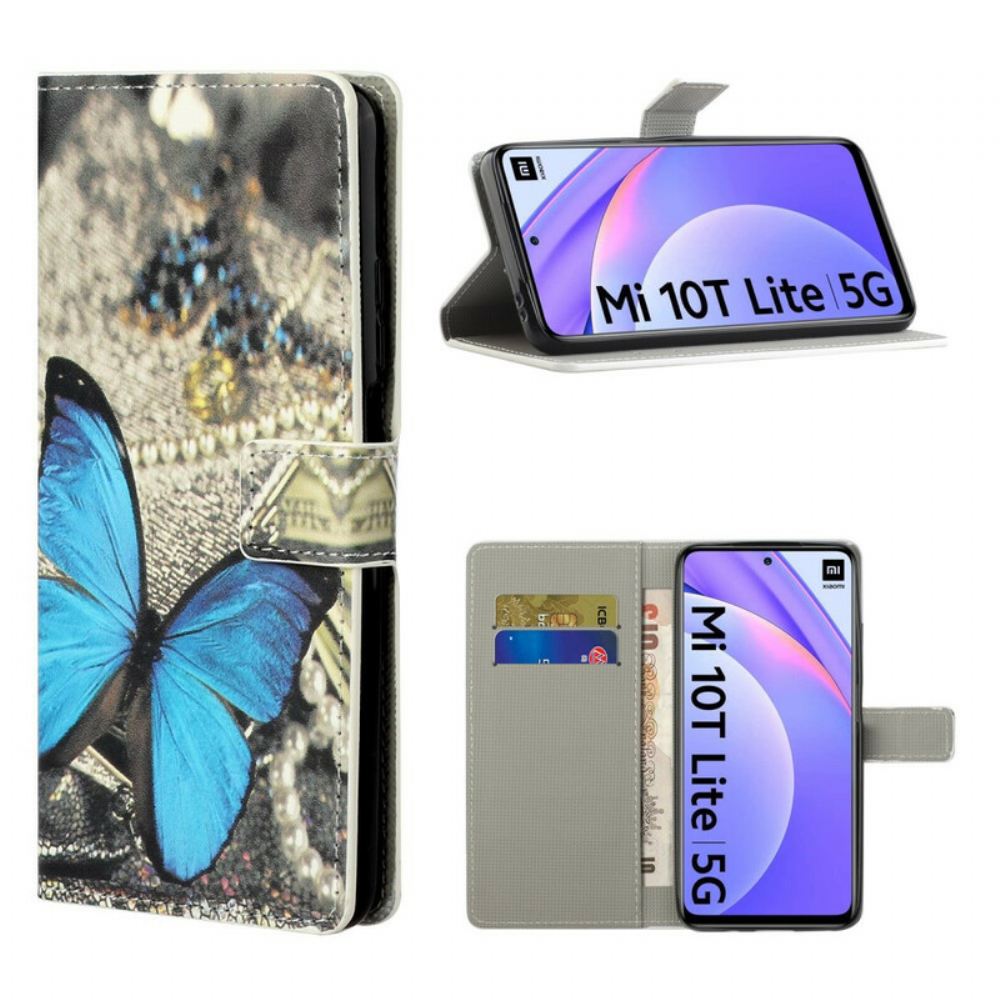 Flipové Pouzdro Na Xiaomi Mi 10T Lite / Redmi Note 9 Pro 5G Modrý Motýl
