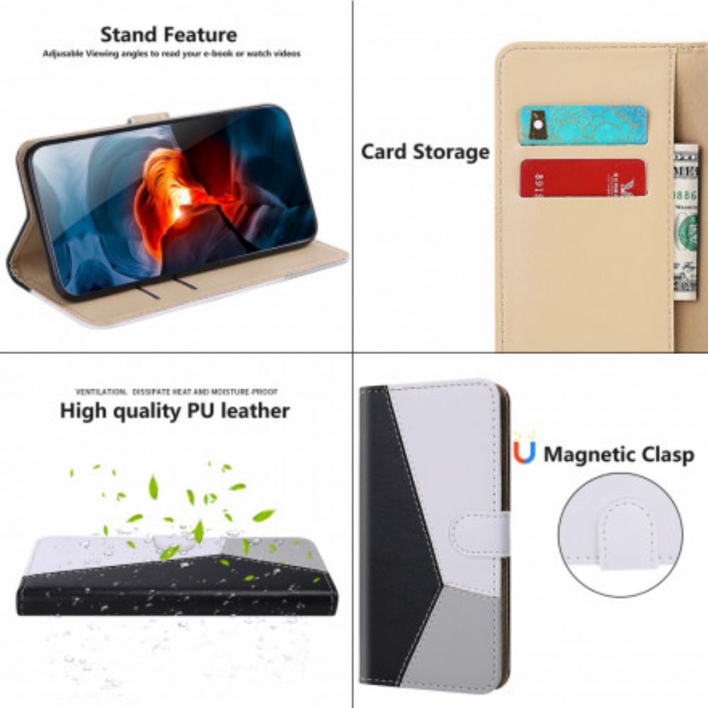 Flipové Pouzdro Na Xiaomi Mi 10T Lite / Redmi Note 9 Pro 5G Tříbarevný Kožený Efekt