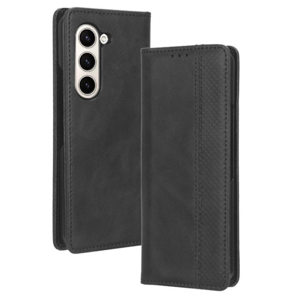 Kožené Pouzdro Folio Na Samsung Galaxy Z Fold 5 Retro