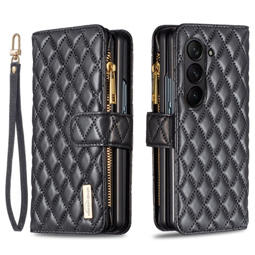 Kožený Kryt Samsung Galaxy Z Fold 5 Barevný Styl Binfen Prošívaný