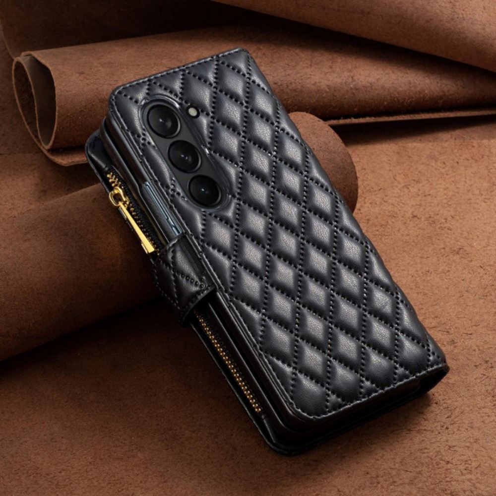 Kožený Kryt Samsung Galaxy Z Fold 5 Barevný Styl Binfen Prošívaný
