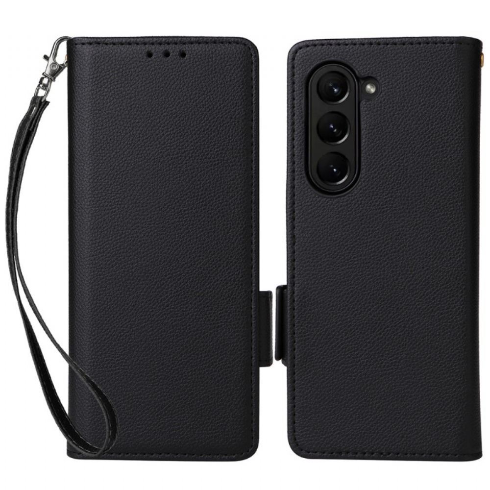 Kožený Kryt Samsung Galaxy Z Fold 5 Lano Na Karabinu