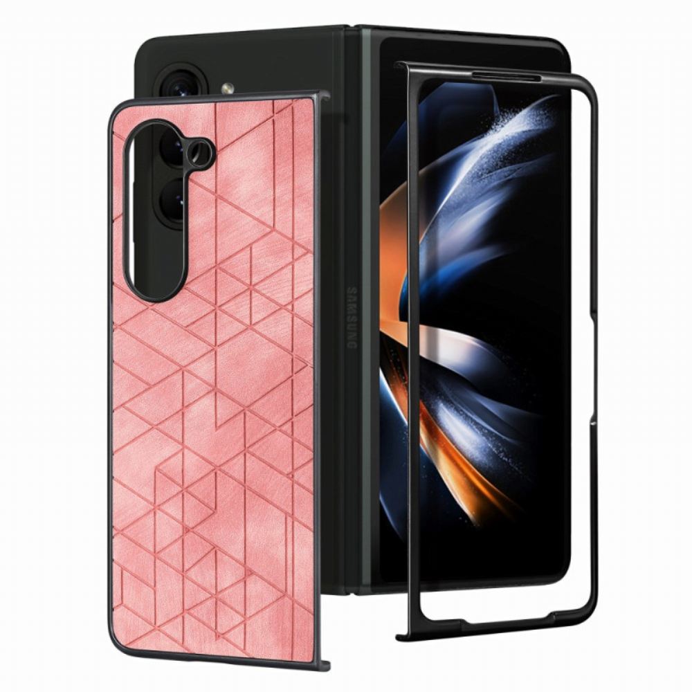 Kryt Samsung Galaxy Z Fold 5 Geometrické Vzory Z Umělé Kůže