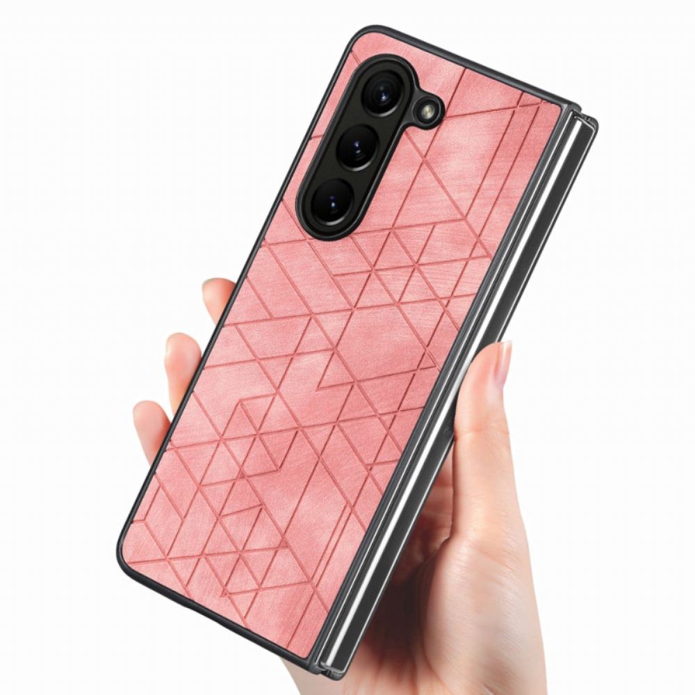 Kryt Samsung Galaxy Z Fold 5 Geometrické Vzory Z Umělé Kůže