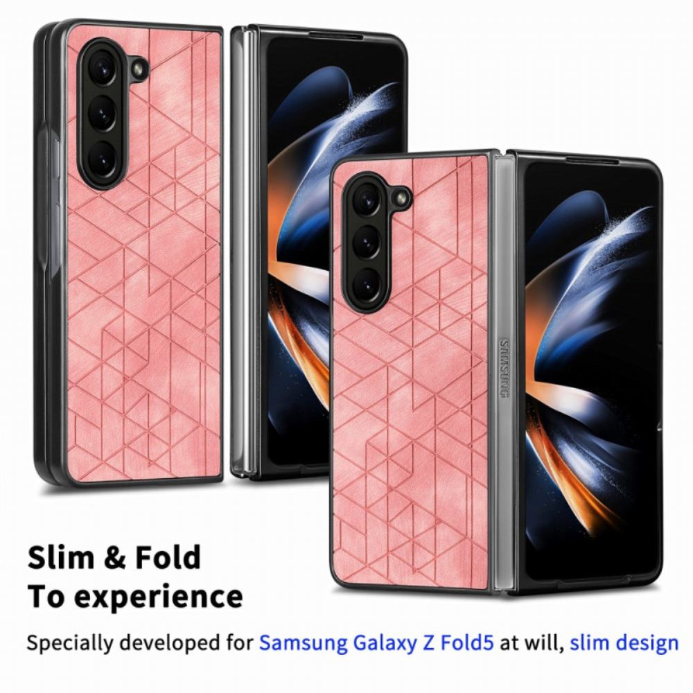 Kryt Samsung Galaxy Z Fold 5 Geometrické Vzory Z Umělé Kůže
