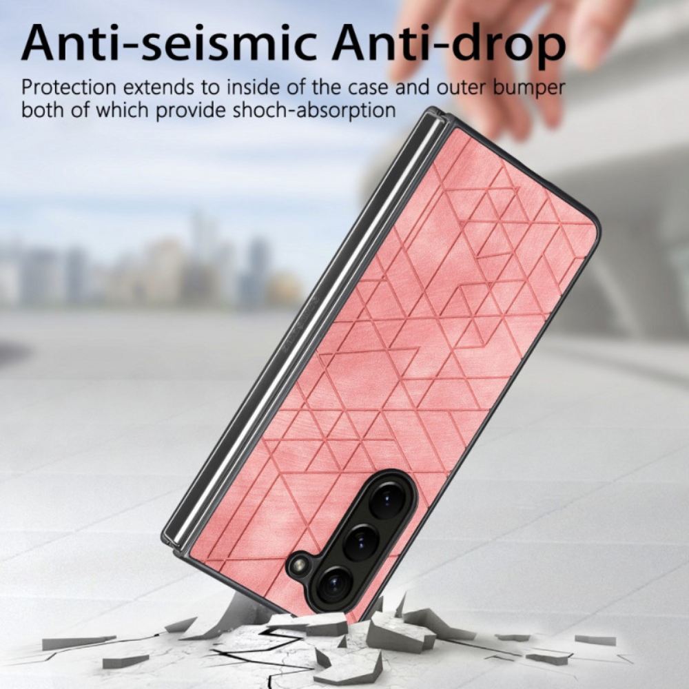 Kryt Samsung Galaxy Z Fold 5 Geometrické Vzory Z Umělé Kůže