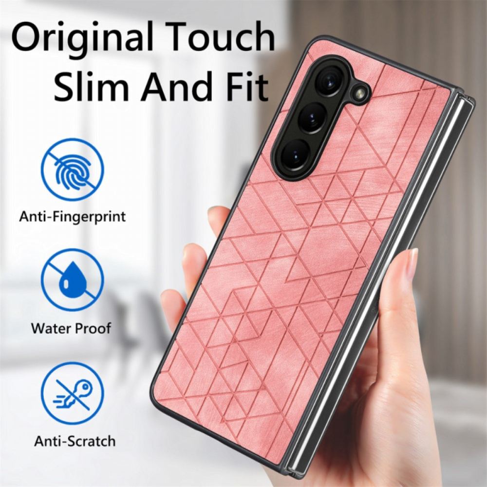 Kryt Samsung Galaxy Z Fold 5 Geometrické Vzory Z Umělé Kůže