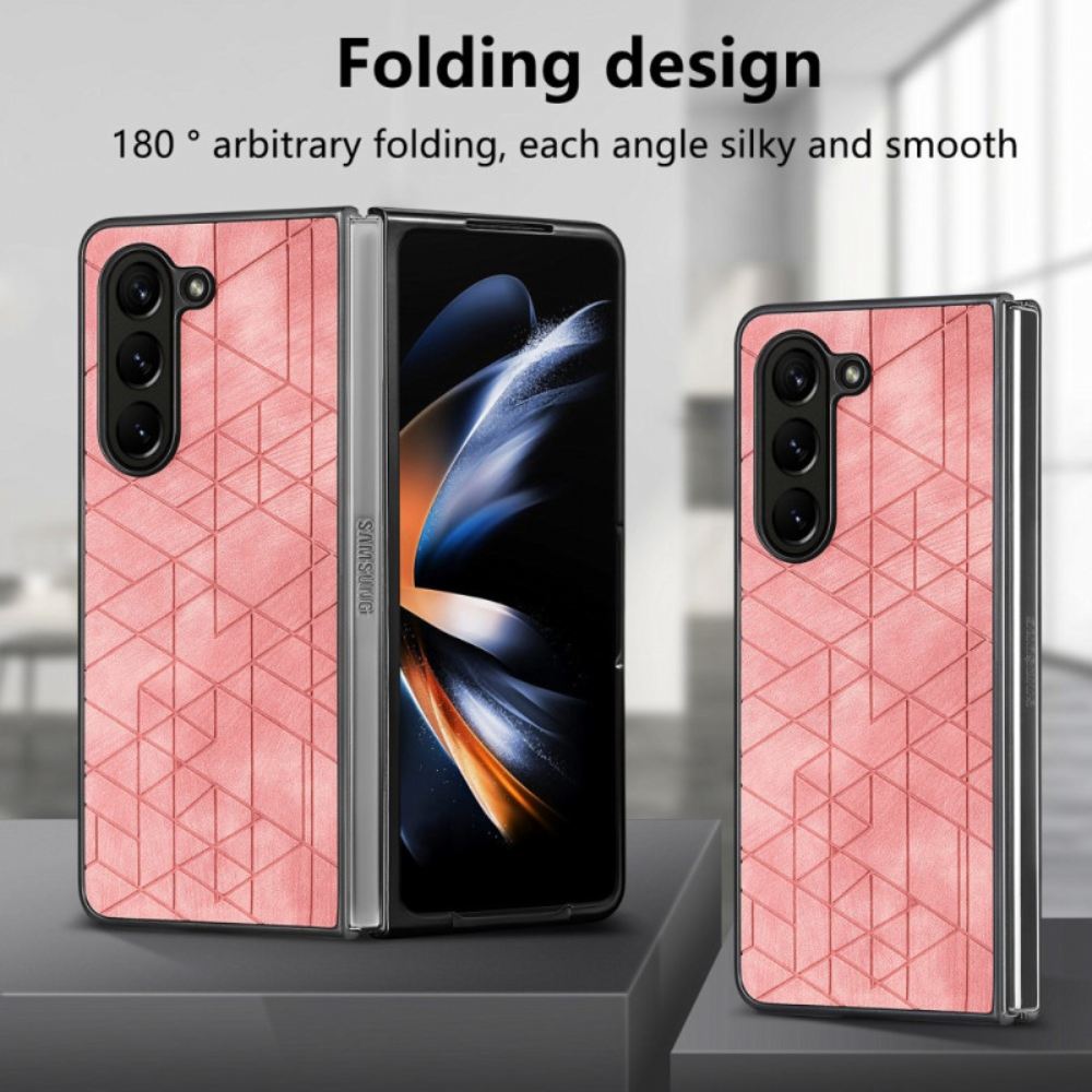 Kryt Samsung Galaxy Z Fold 5 Geometrické Vzory Z Umělé Kůže