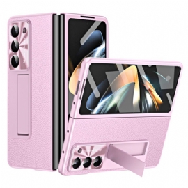 Kryt Samsung Galaxy Z Fold 5 Kožená Podpěra Litchi