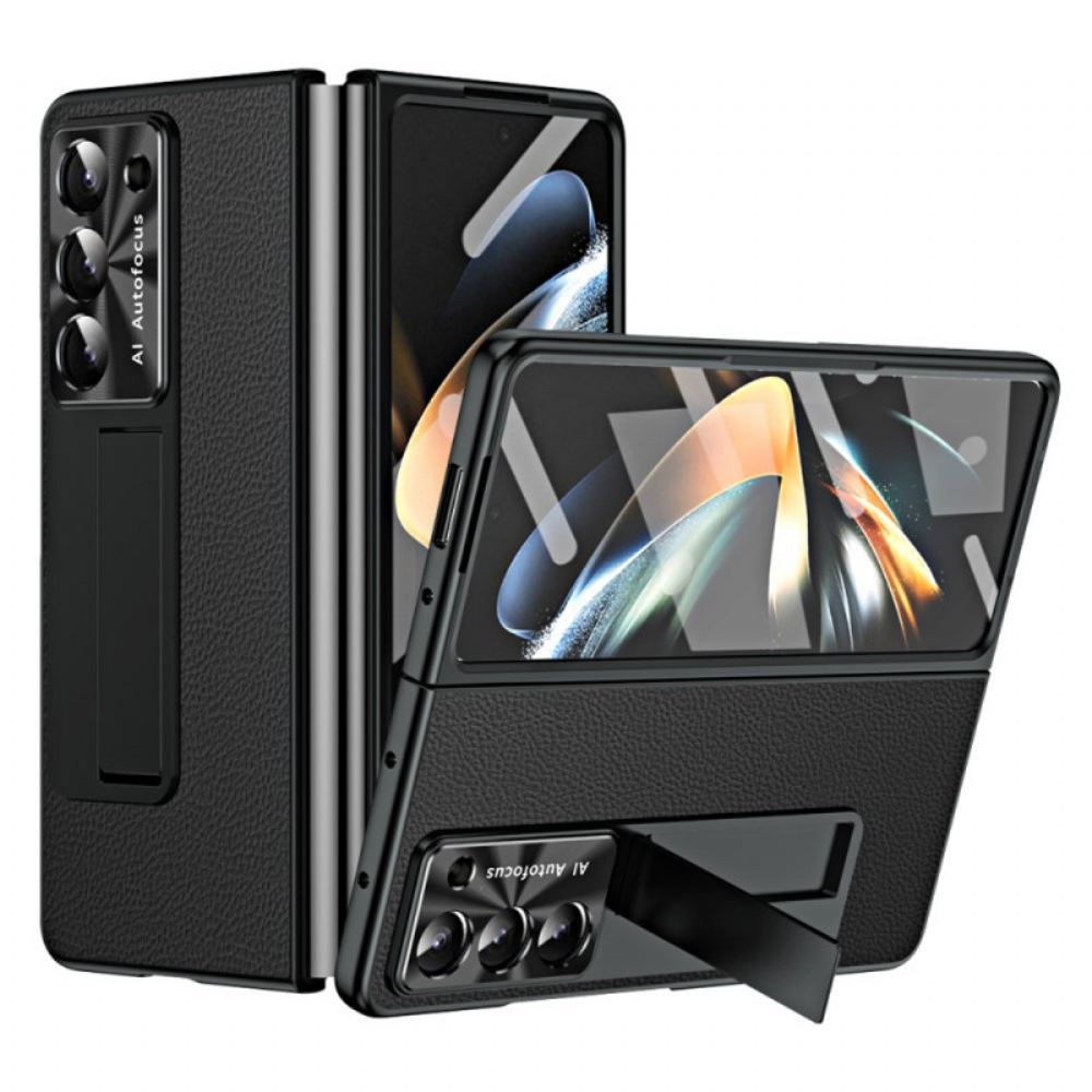 Kryt Samsung Galaxy Z Fold 5 Kožená Podpěra Litchi