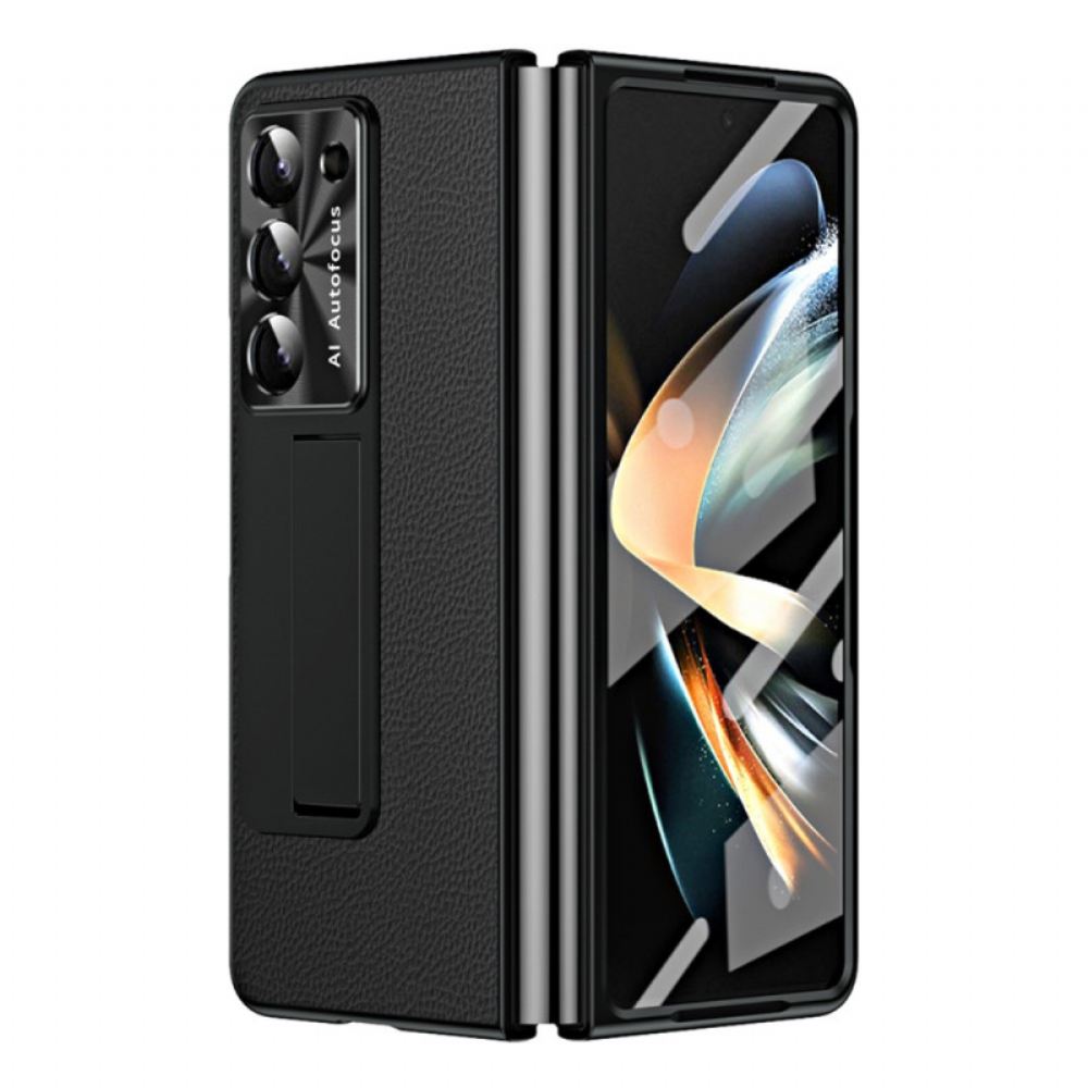 Kryt Samsung Galaxy Z Fold 5 Kožená Podpěra Litchi